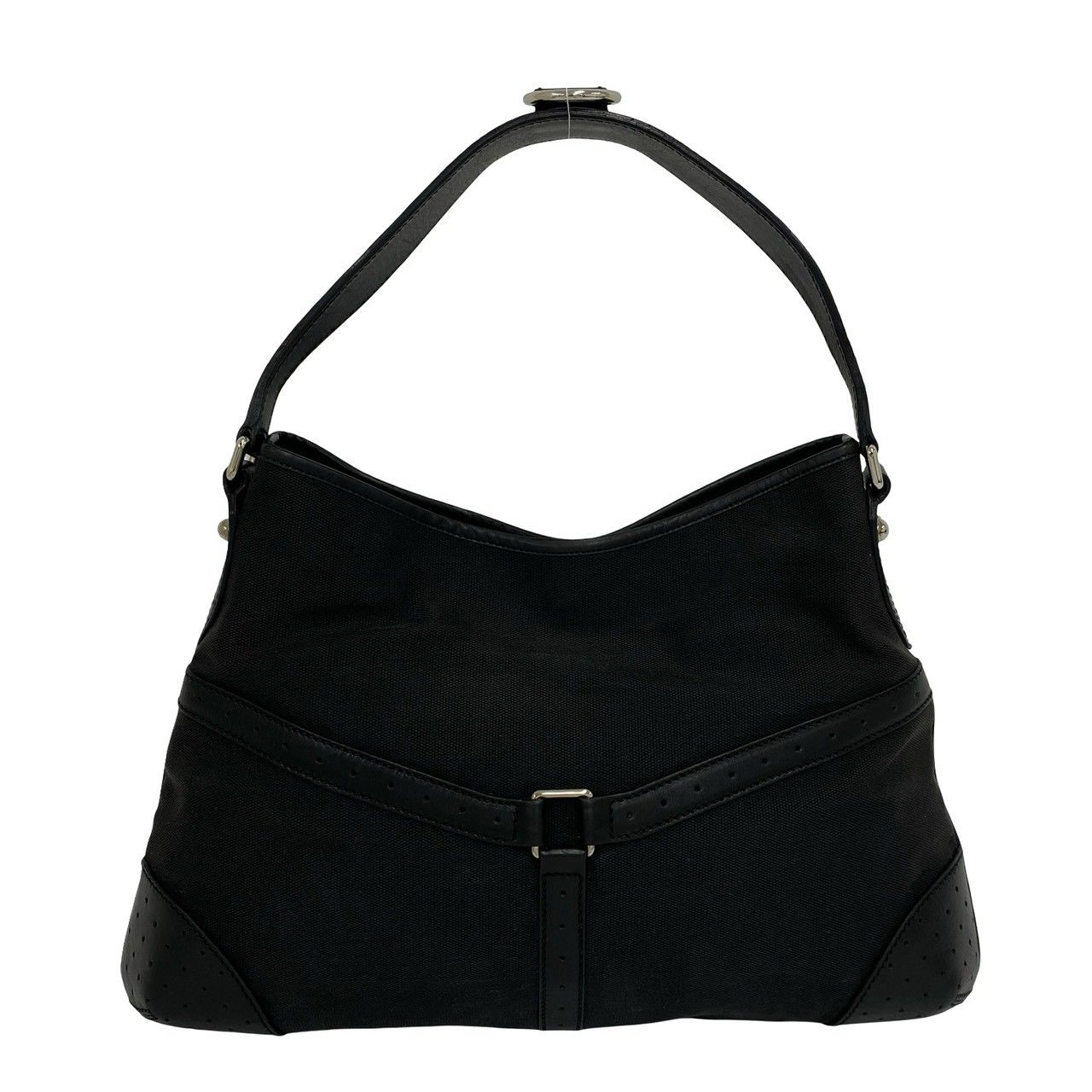 Gucci Interlocking Canvas Leather Shoulder Bag Black — view 3