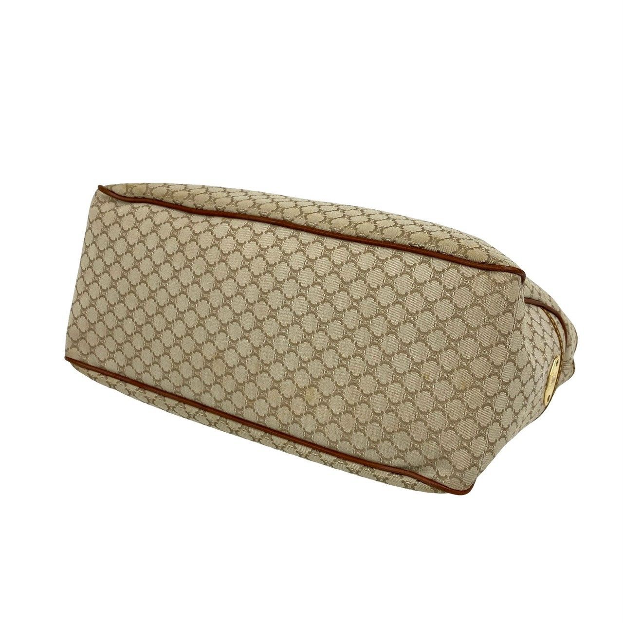 Celine Boogie Macadam Blason Pattern Canvas Leather Handbag Mini Tote Beige — view 8