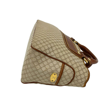 Celine Boogie Macadam Blason Pattern Canvas Leather Handbag Mini Tote Beige — view 6