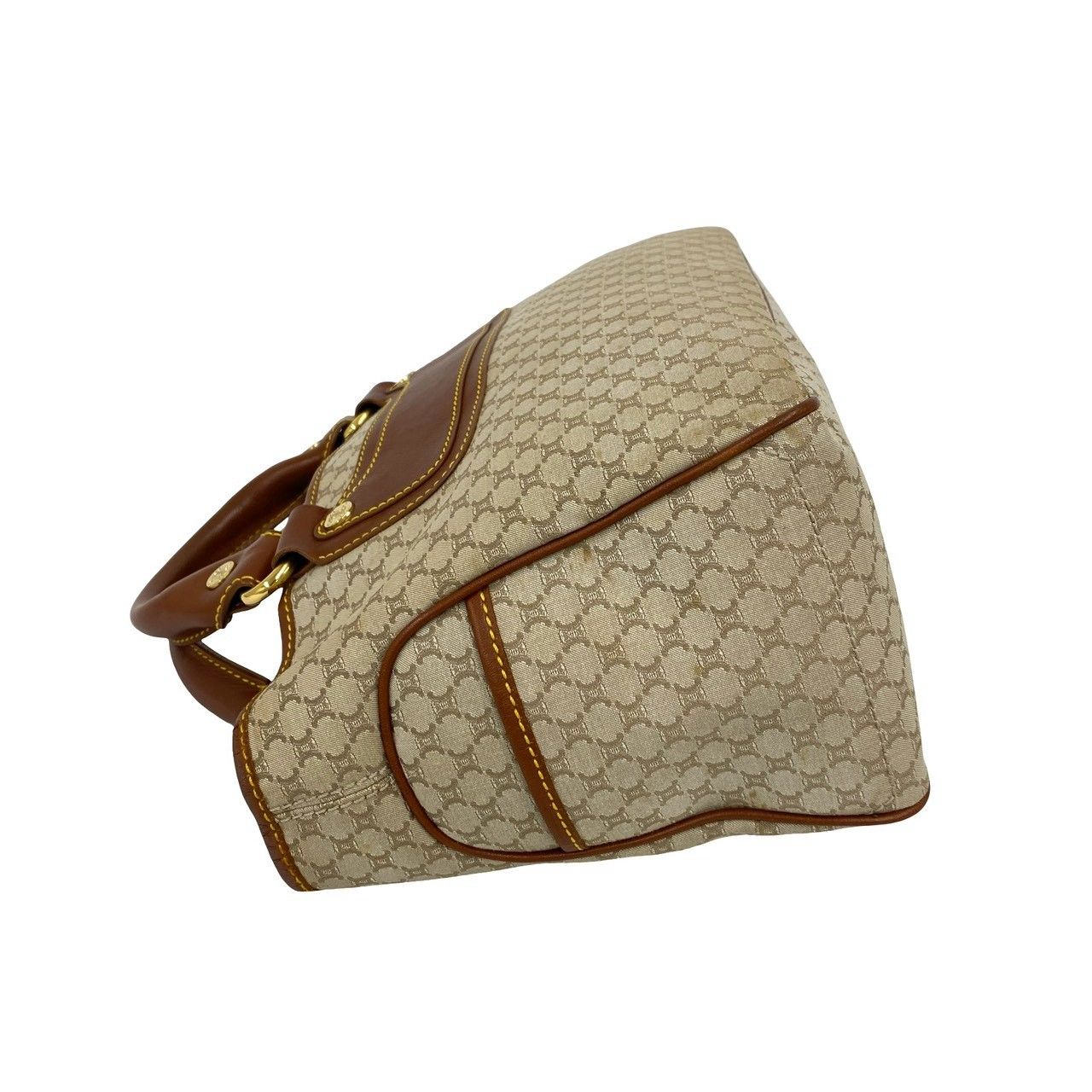 Celine Boogie Macadam Blason Pattern Canvas Leather Handbag Mini Tote Beige — view 5
