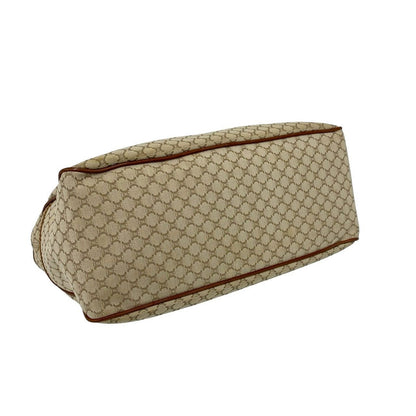 Celine Boogie Macadam Blason Pattern Canvas Leather Handbag Mini Tote Beige — view 7