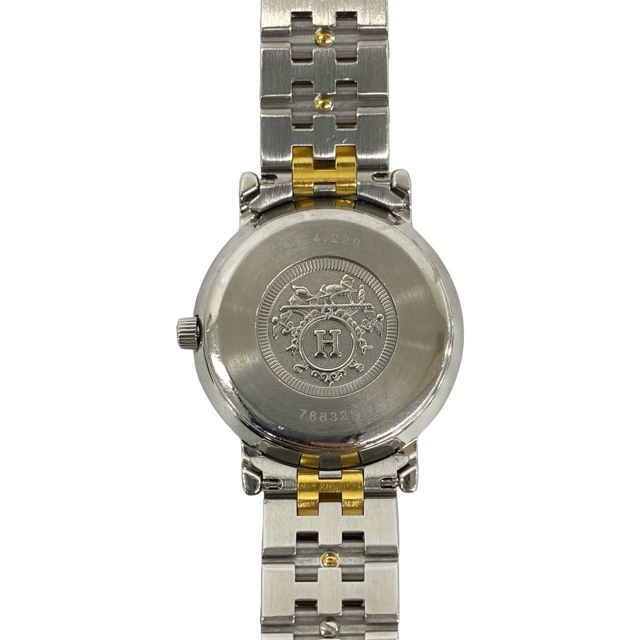 Hermes Sellier Stainless Quartz Watch Wrist Silver Gold — view 6