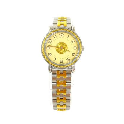 Hermes Sellier Stainless Quartz Watch Wrist Silver Gold — view 4