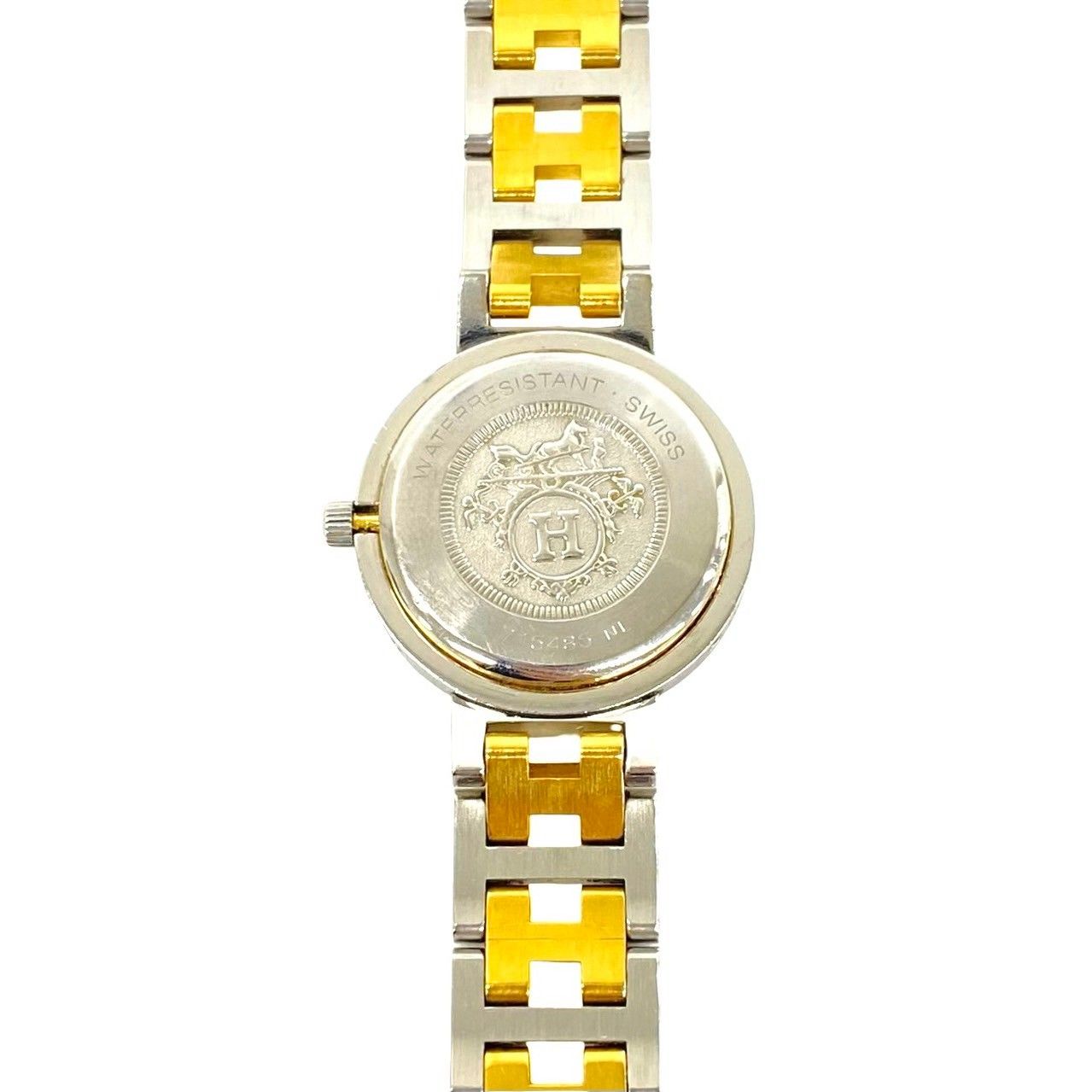 Hermes Clipper Stainless Quartz Watch Wrist Silver Gold — view 6