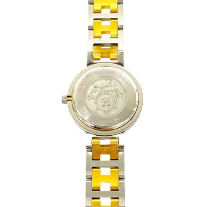 Hermes Clipper Stainless Quartz Watch Wrist Silver Gold — view 6