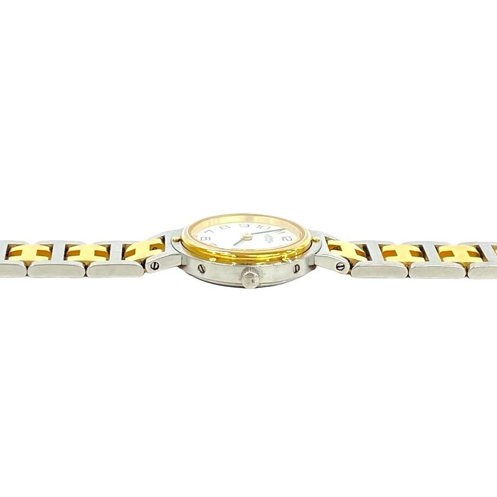 Hermes Clipper Stainless Quartz Watch Wrist Silver Gold — view 7