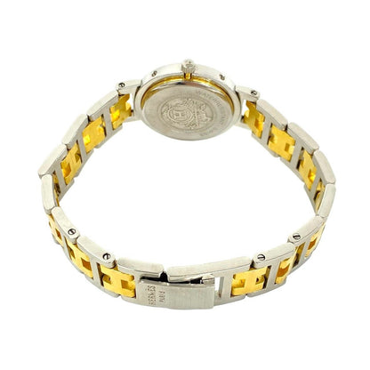 Hermes Clipper Stainless Quartz Watch Wrist Silver Gold — view 8
