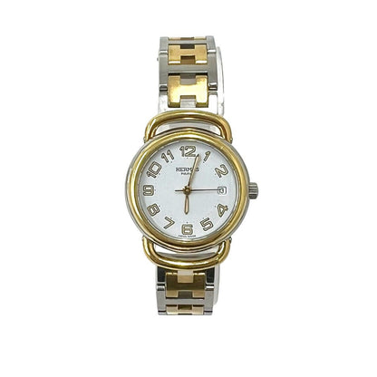 Hermes Pullman Stainless Quartz Watch Wrist Gold Silver — view 4