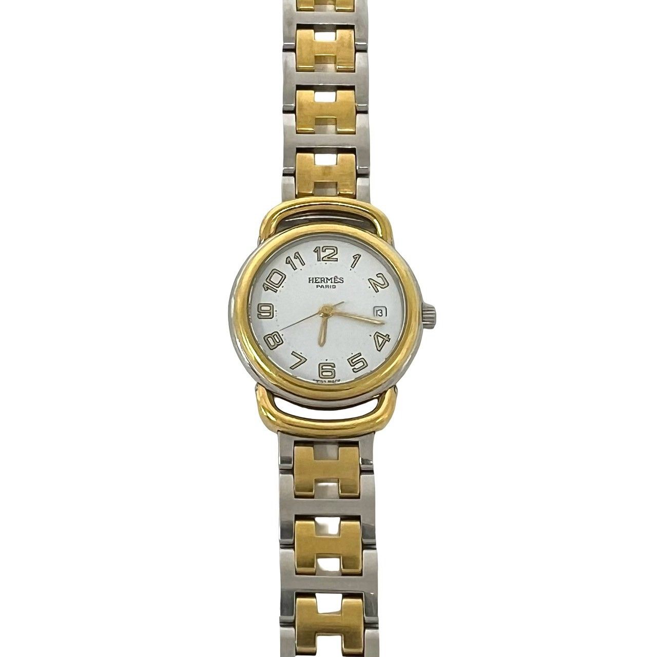 Hermes Pullman Stainless Quartz Watch Wrist Gold Silver — view 5