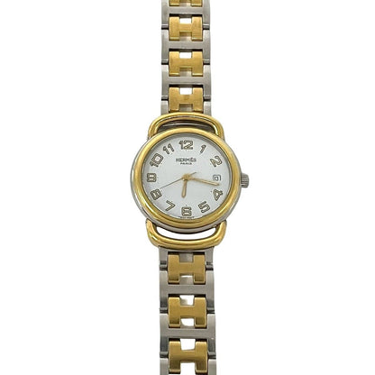 Hermes Pullman Stainless Quartz Watch Wrist Gold Silver — view 5