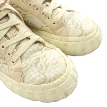 Fendi Force Sneakers Low-Cut Canvas Leather Logo All Over Print Beige — view 6