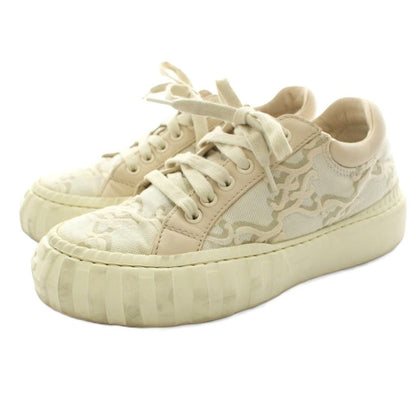 Fendi Force Sneakers Low-Cut Canvas Leather Logo All Over Print Beige — view 2