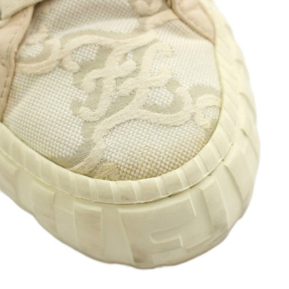 Fendi Force Sneakers Low-Cut Canvas Leather Logo All Over Print Beige — view 8