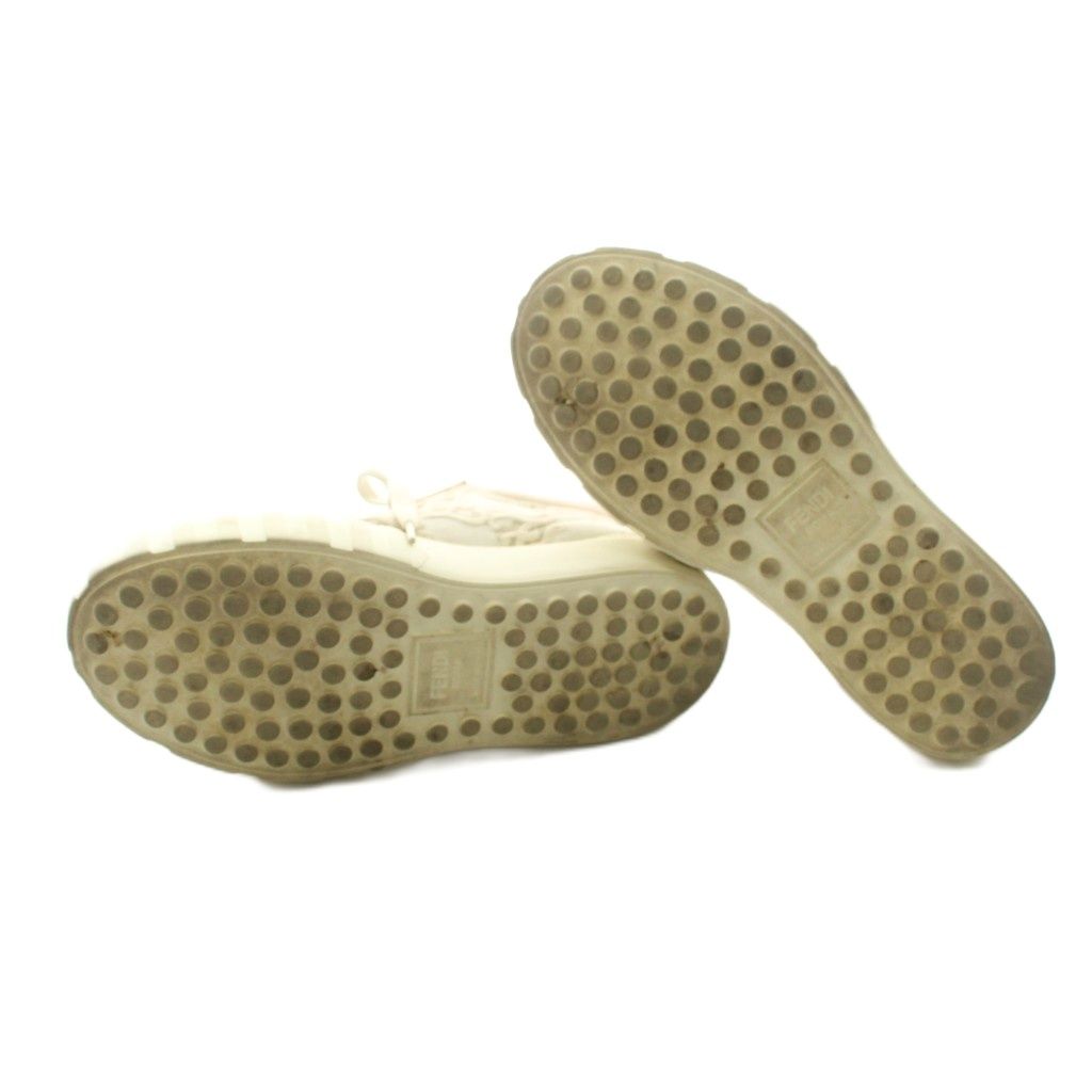 Fendi Force Sneakers Low-Cut Canvas Leather Logo All Over Print Beige — view 4