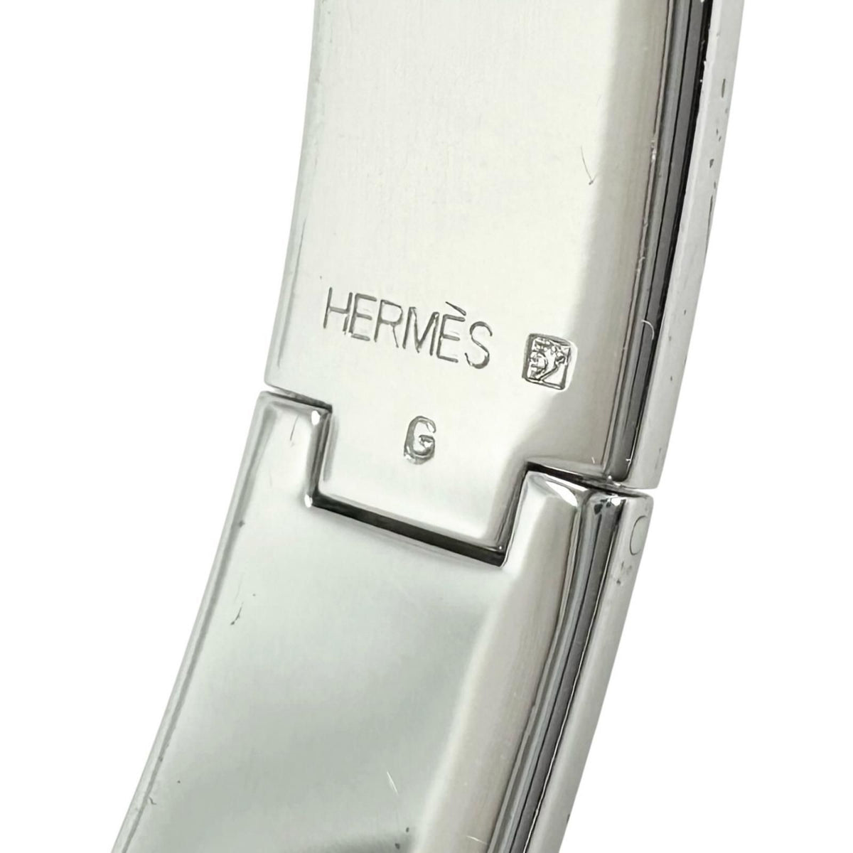 Hermes Click Enamel Silver Blue Bangle Bracelet — view 7