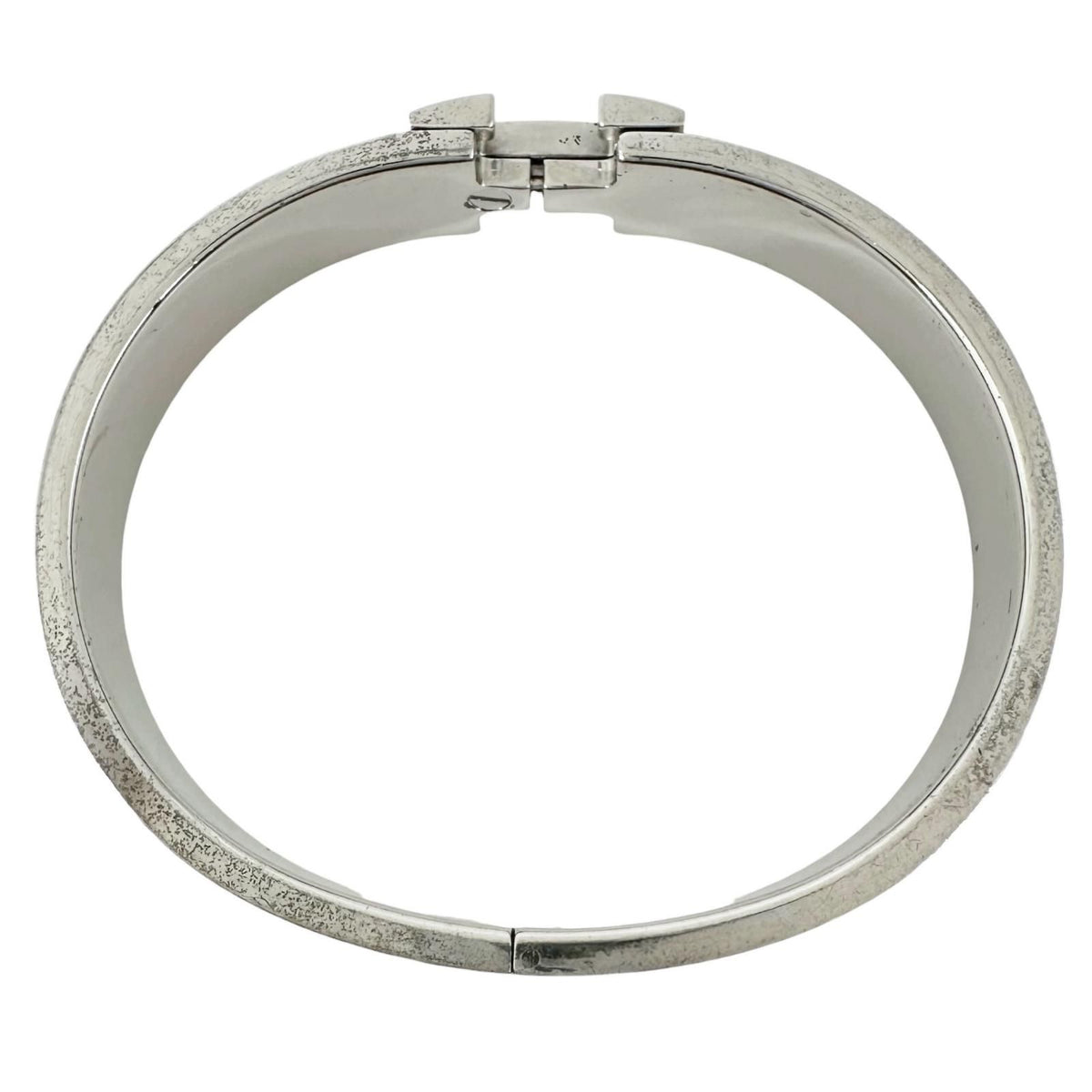 Hermes Click Enamel Silver Blue Bangle Bracelet — view 2