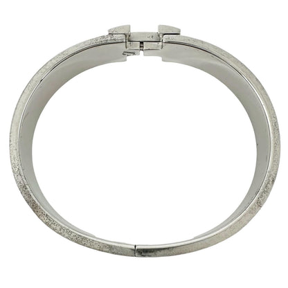 Hermes Click Enamel Silver Blue Bangle Bracelet — view 2