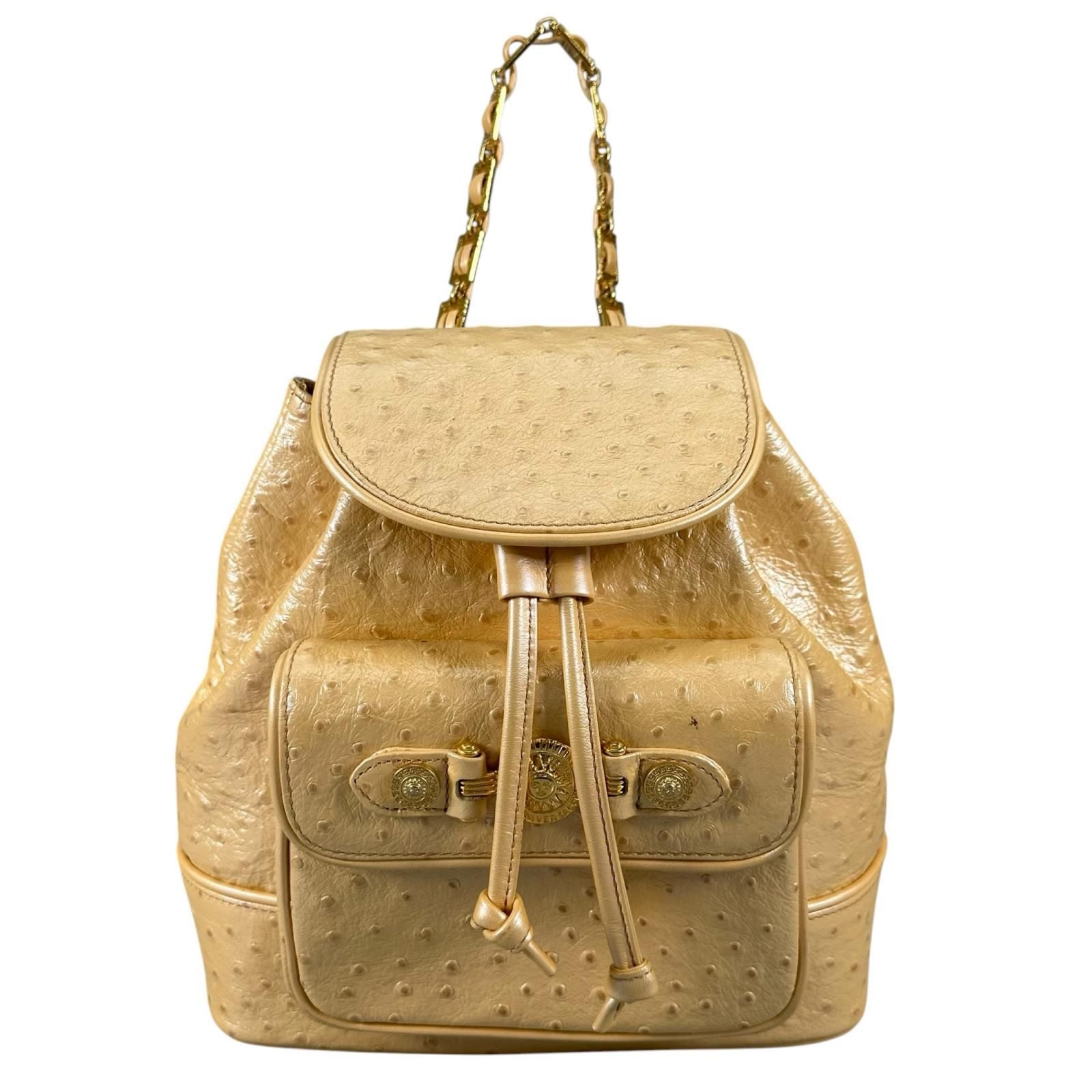 Versace Sunburst Leather Yellow Backpack Gold