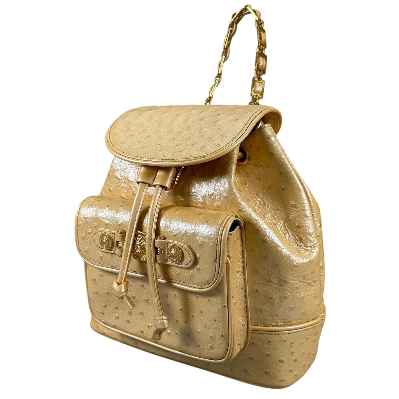 Versace Sunburst Leather Yellow Backpack Gold — view 4