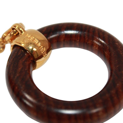 Hermes Star Charm Brown Scarf Ring Gold — view 6