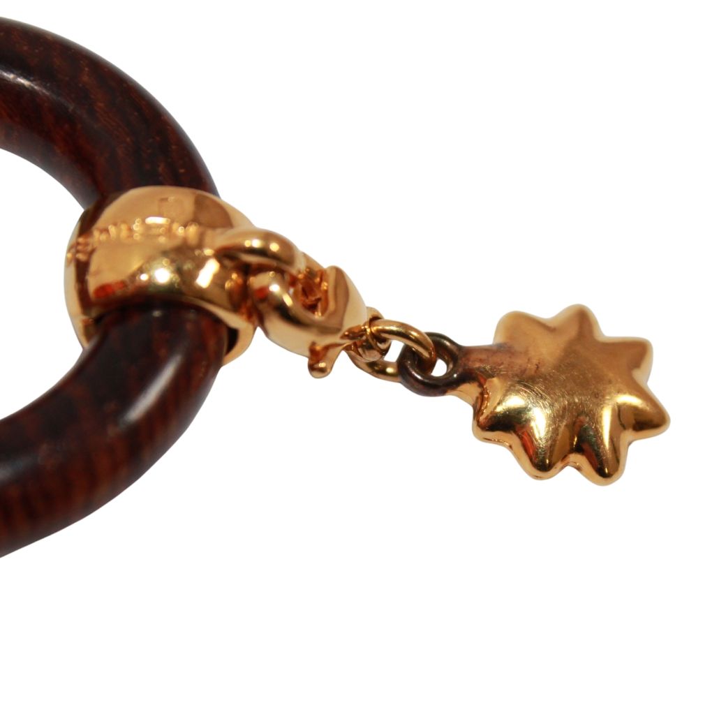 Hermes Star Charm Brown Scarf Ring Gold — view 5