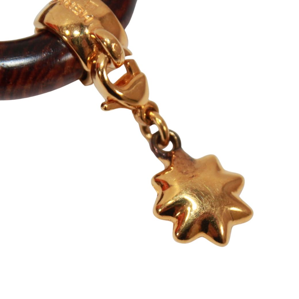 Hermes Star Charm Brown Scarf Ring Gold — view 4