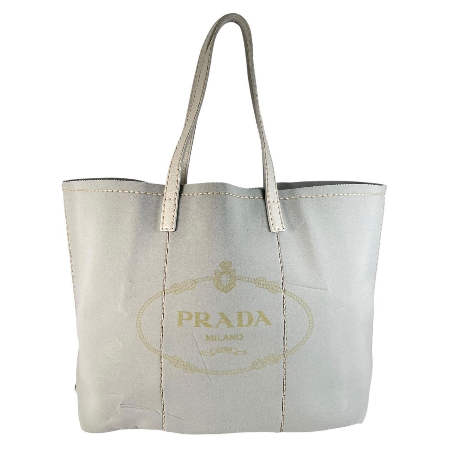 Prada Leather Gray Tote Bag