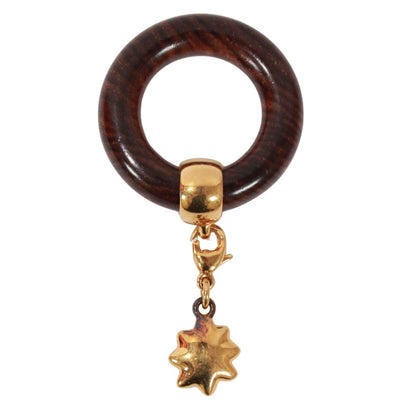 Hermes Star Charm Brown Scarf Ring Gold