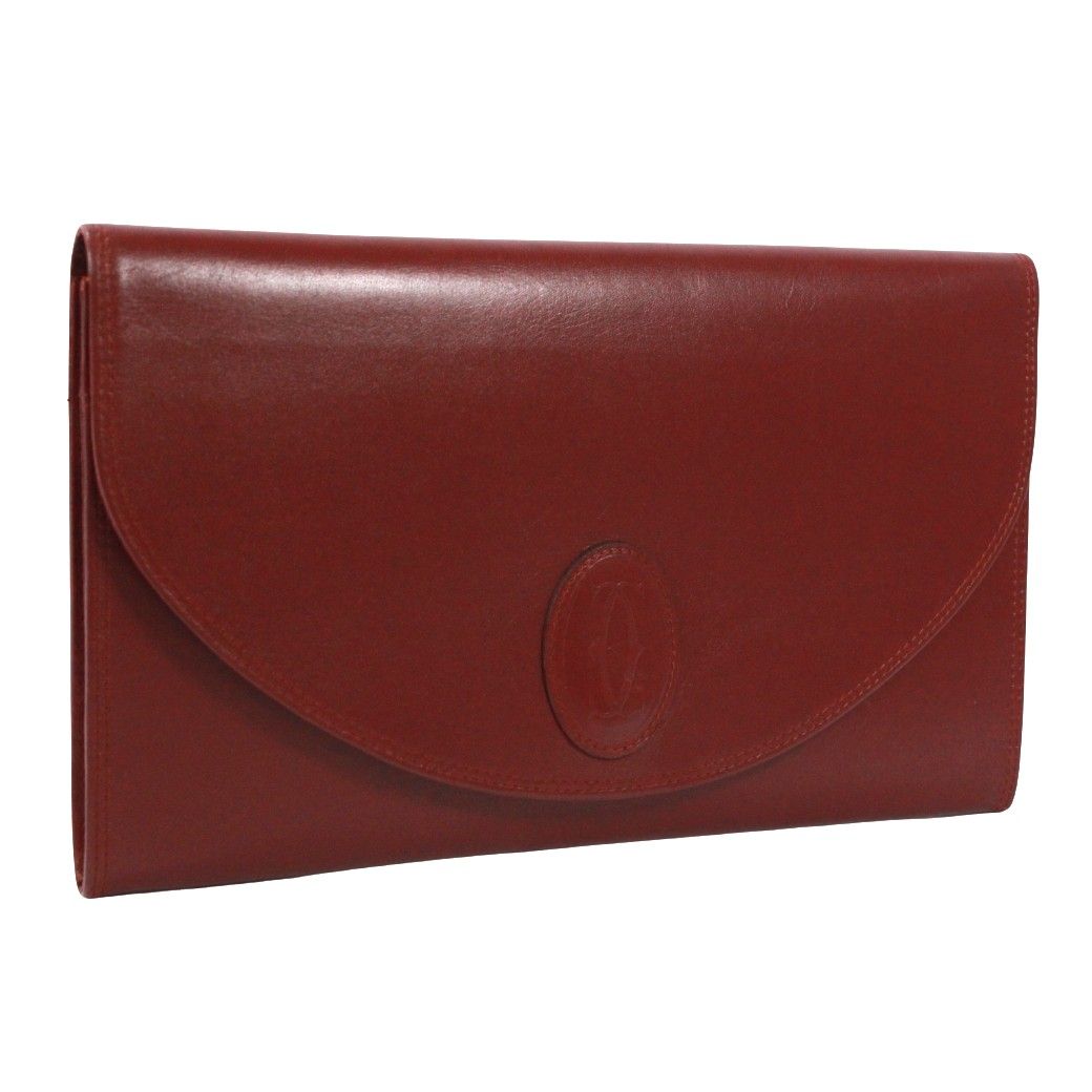 Cartier Must Line Leather Bordeaux Clutch Gold — view 2