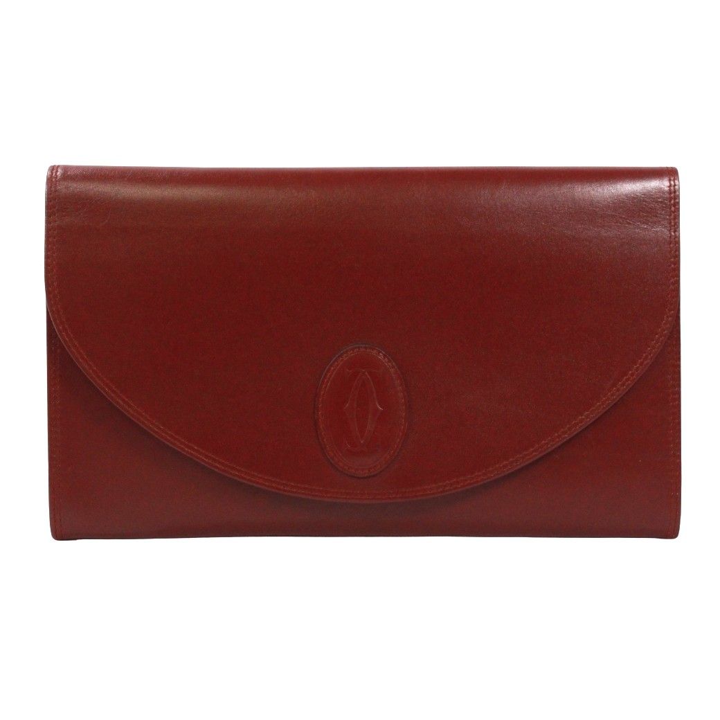 Cartier Must Line Leather Bordeaux Clutch Gold