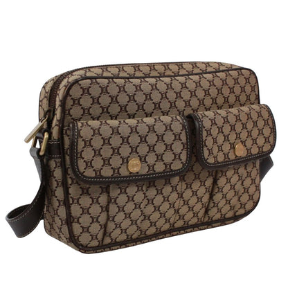 Celine Macadam Leather Canvas Brown Shoulder Bag Gold — view 2