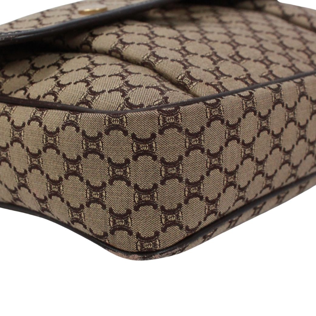 Celine Macadam Leather Canvas Brown Shoulder Bag Gold — view 6