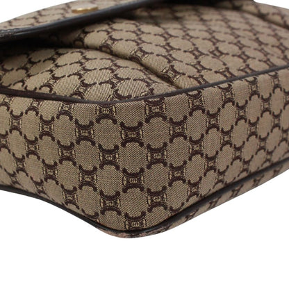 Celine Macadam Leather Canvas Brown Shoulder Bag Gold — view 6