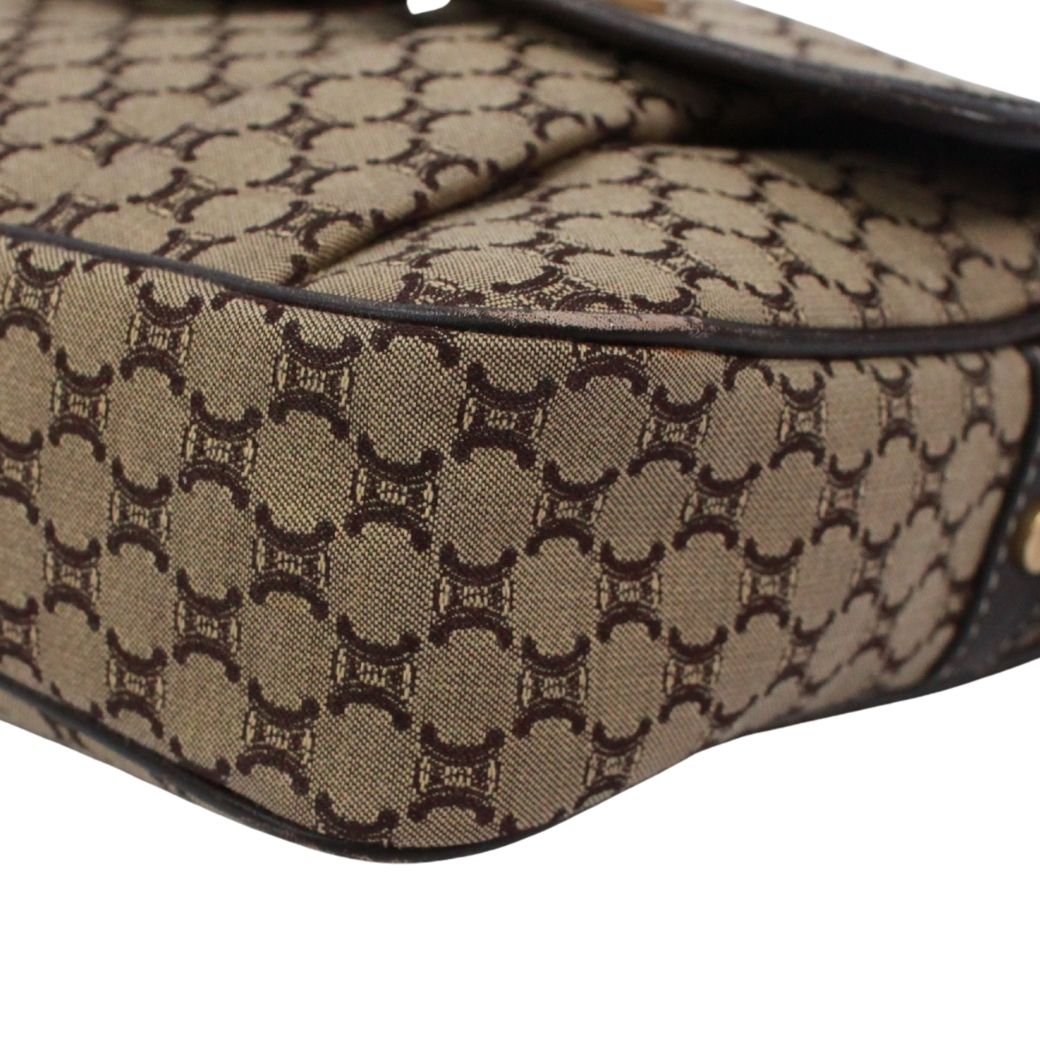 Celine Macadam Leather Canvas Brown Shoulder Bag Gold — view 5