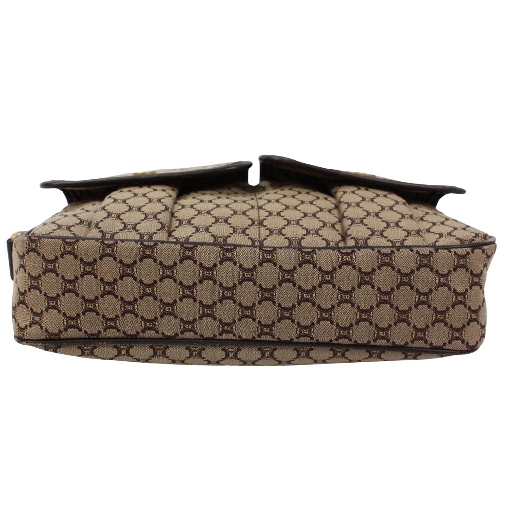 Celine Macadam Leather Canvas Brown Shoulder Bag Gold — view 4
