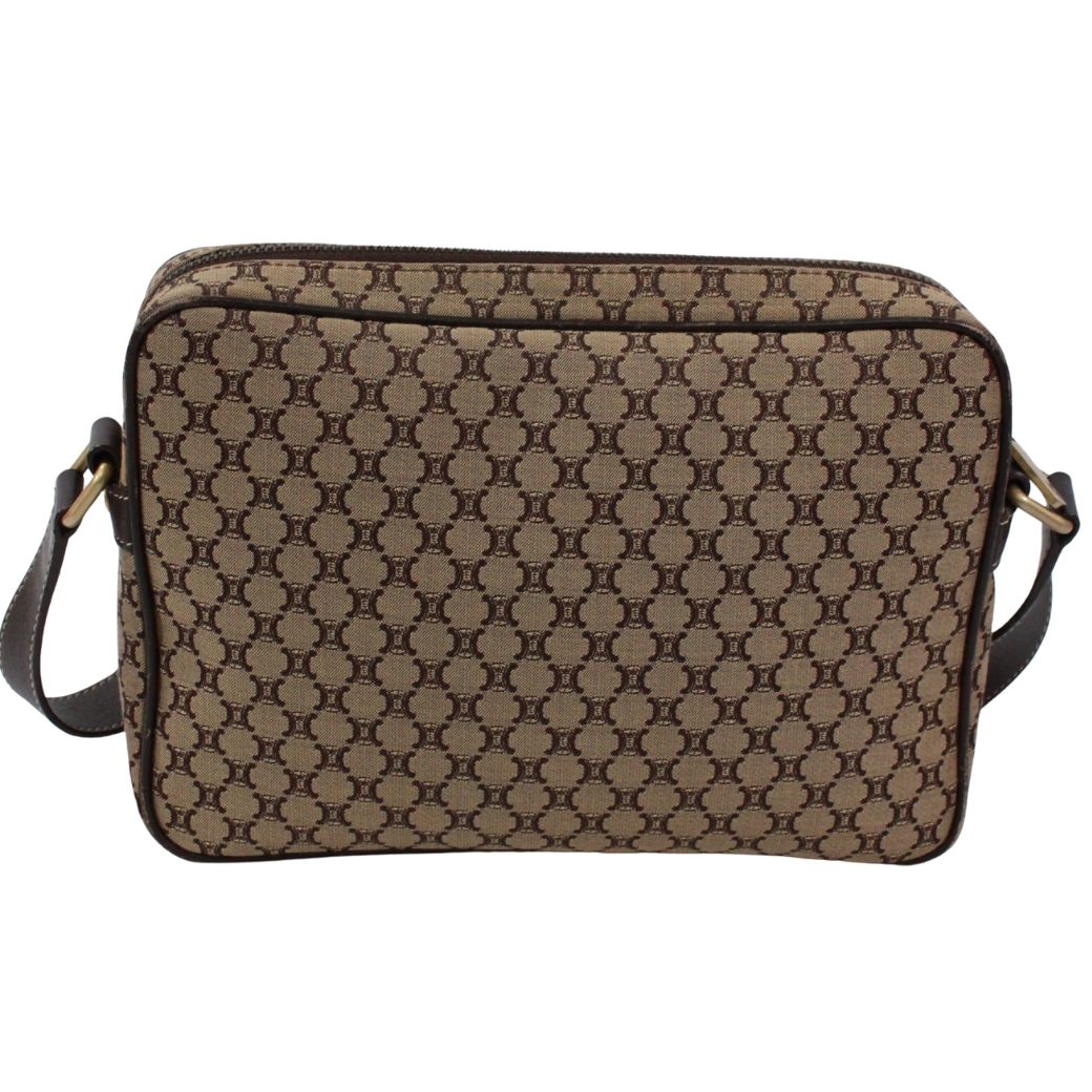 Celine Macadam Leather Canvas Brown Shoulder Bag Gold — view 3