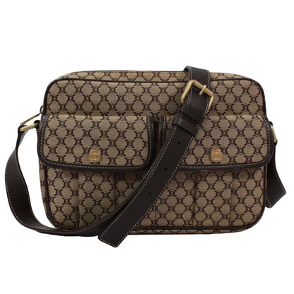 Celine Macadam Leather Canvas Brown Shoulder Bag Gold