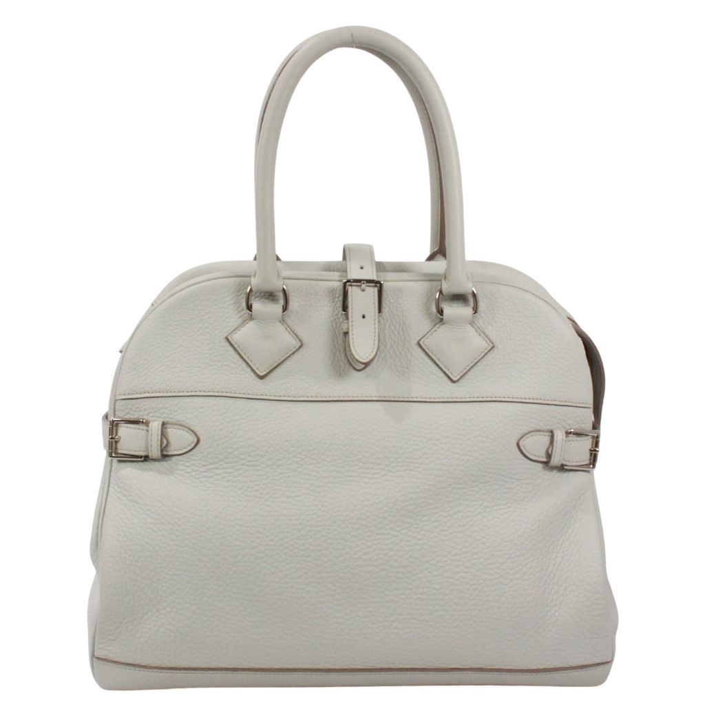 Hermes Atlas 35 Taurillon Clemence Leather Gray Handbag Silver