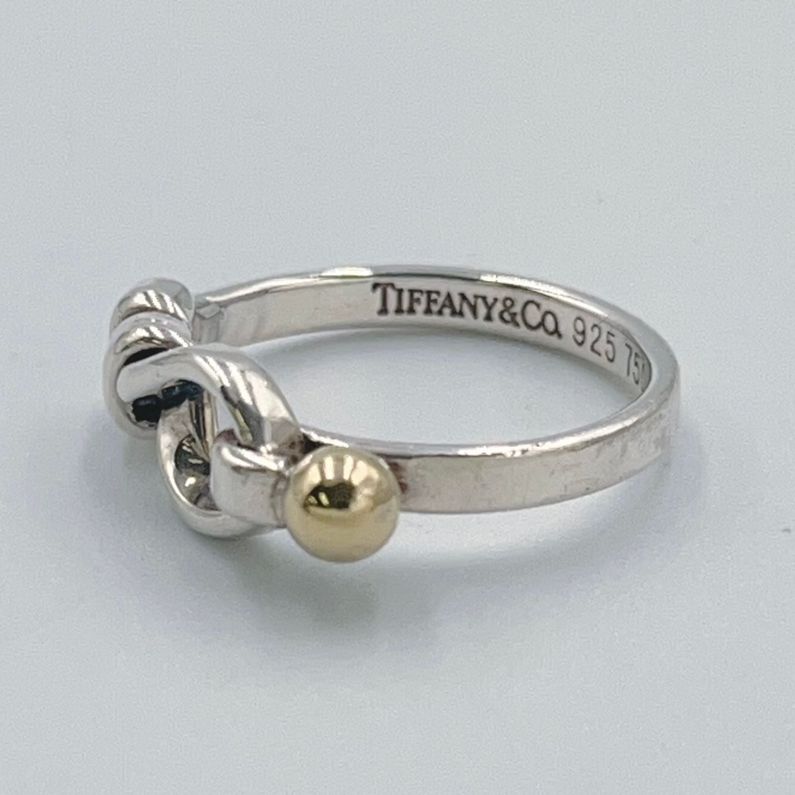 Tiffany & Co Hook & Eye Love Knot Ring Yellow Gold Silver — view 2