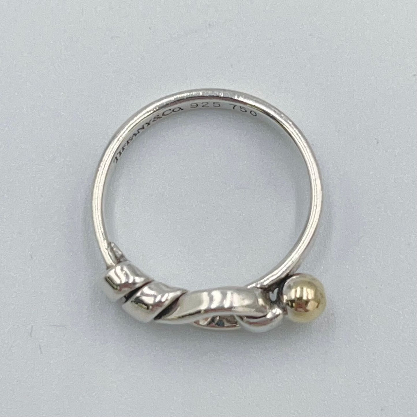 Tiffany & Co Hook & Eye Love Knot Ring Yellow Gold Silver — view 5