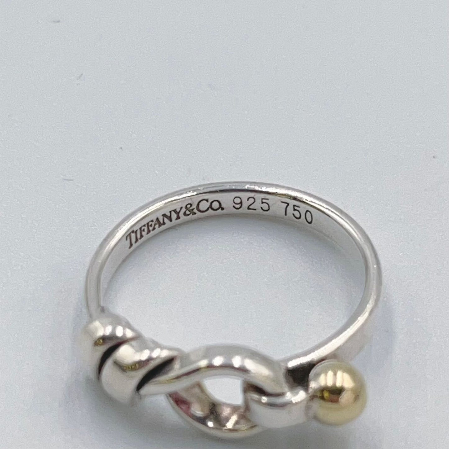 Tiffany & Co Hook & Eye Love Knot Ring Yellow Gold Silver — view 3