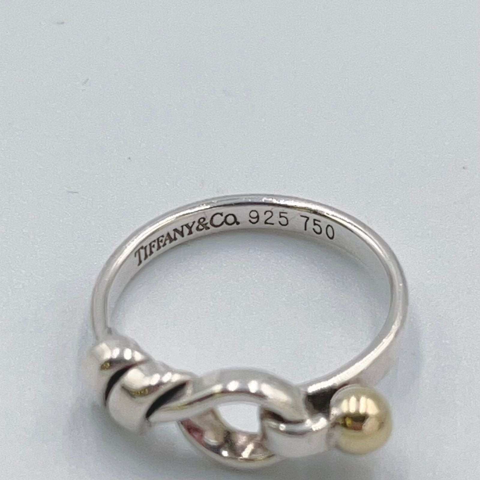 Tiffany & Co Hook & Eye Love Knot Ring Yellow Gold Silver — view 3