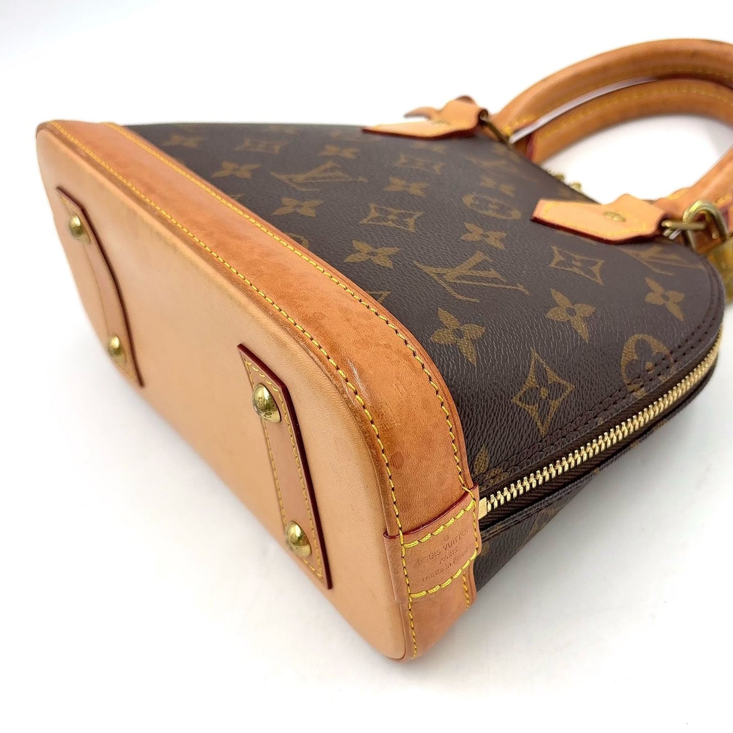 Louis Vuitton Alma BB Monogram Unknown Leather Brown Handbag Gold — view 8