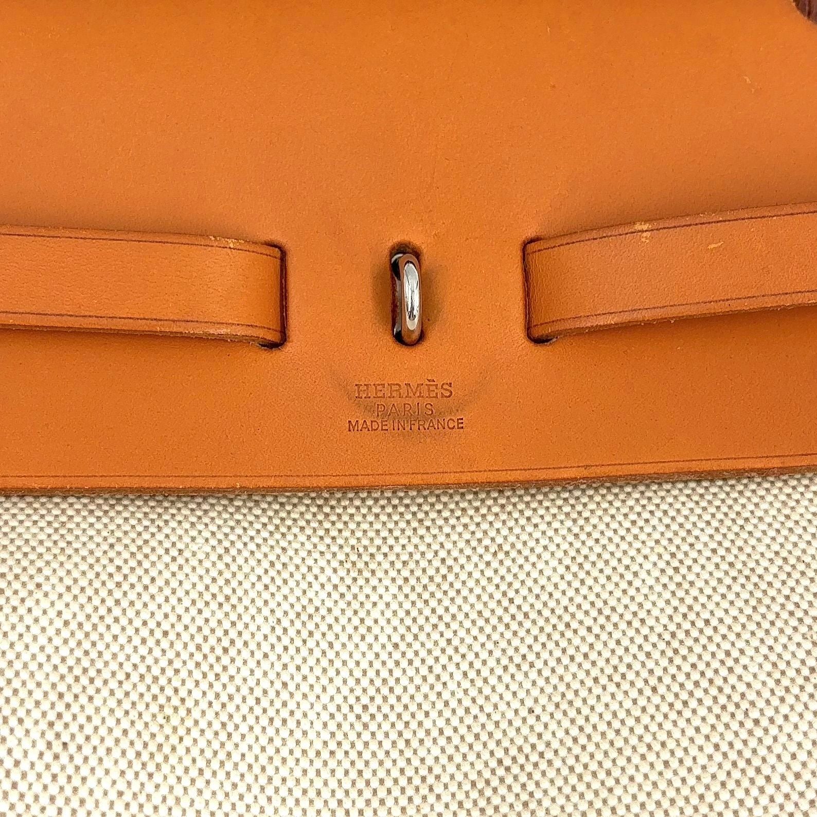 Hermes Herbag a Dos PM 2-Way Shoulder Bag Leather Canvas Beige Light Brown — view 4