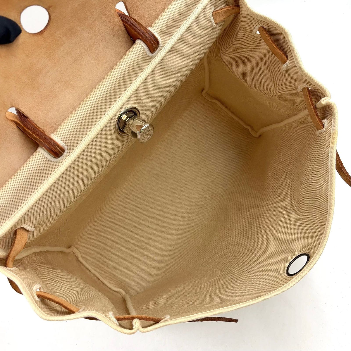 Hermes Herbag a Dos PM 2-Way Shoulder Bag Leather Canvas Beige Light Brown — view 3