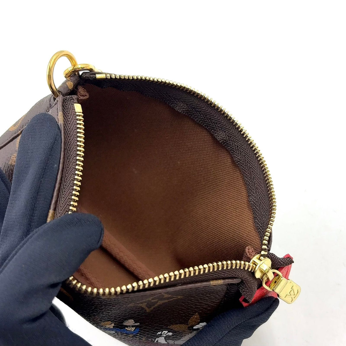 Louis Vuitton Mini Pochette Soir Illustre Monogram Brown Handbag Gold — view 7