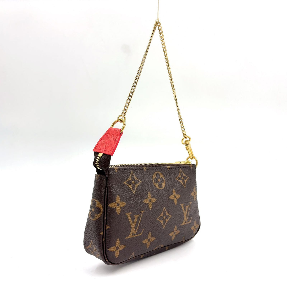 Louis Vuitton Mini Pochette Soir Illustre Monogram Brown Handbag Gold — view 2