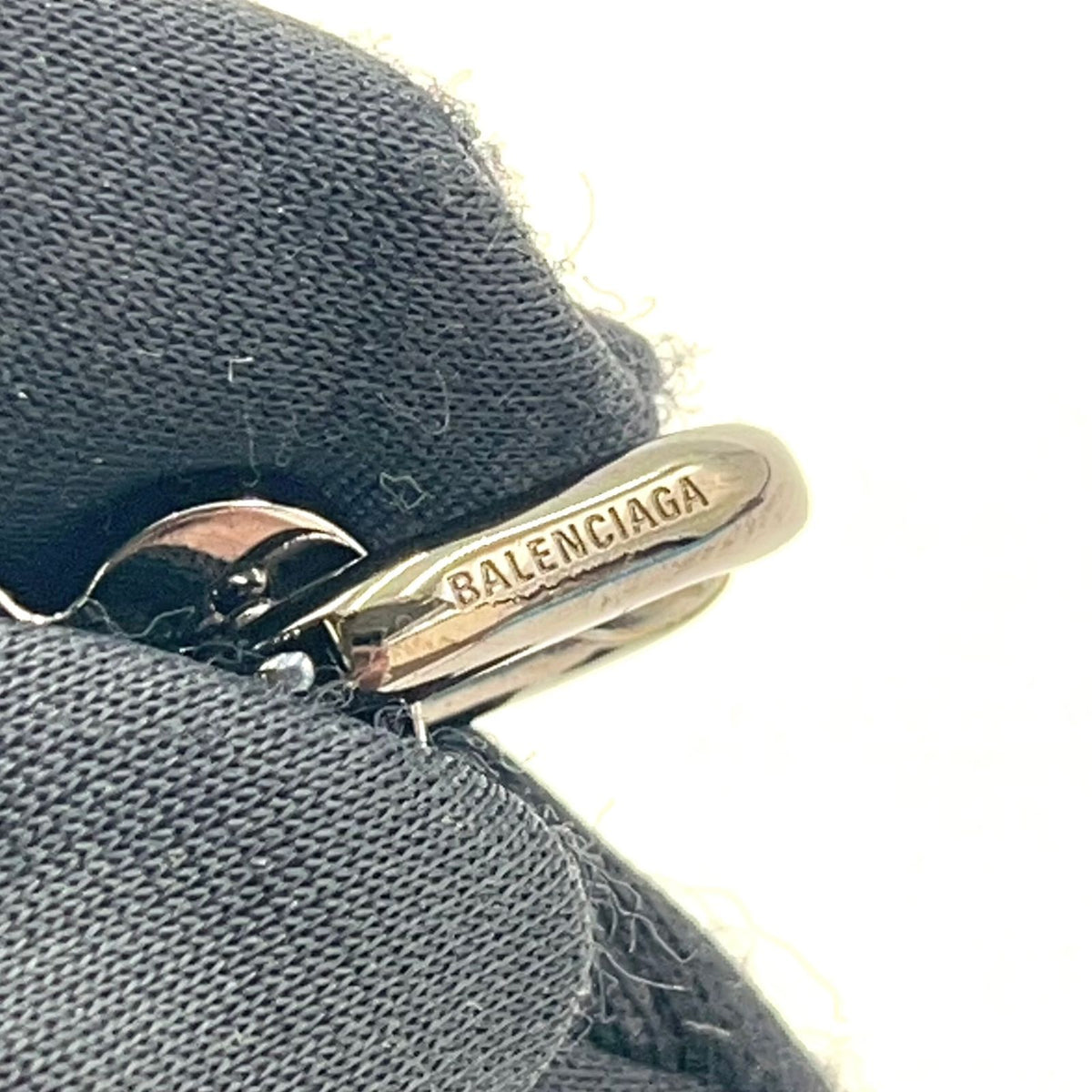 Balenciaga B Chain B Logo Hoop Drop Gunmetal Metal Silver Earrings — view 4