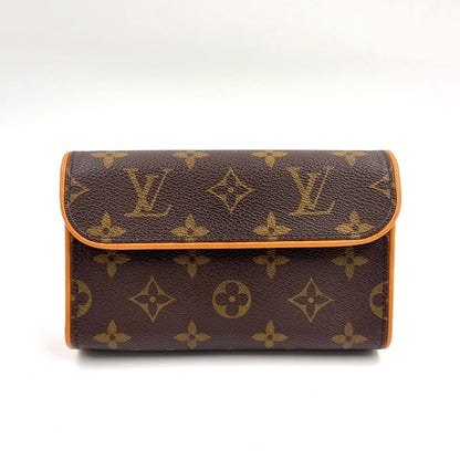 Louis Vuitton Pochette Twin PM Monogram XS Leather Brown Shoulder Bag Gold