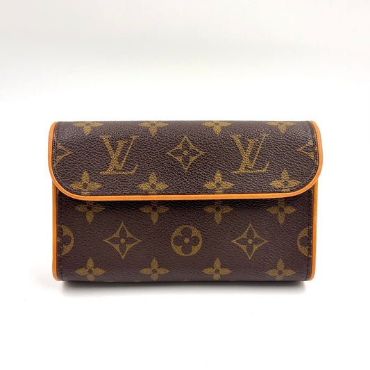 Louis Vuitton Pochette Twin PM Monogram XS Leather Brown Shoulder Bag Gold